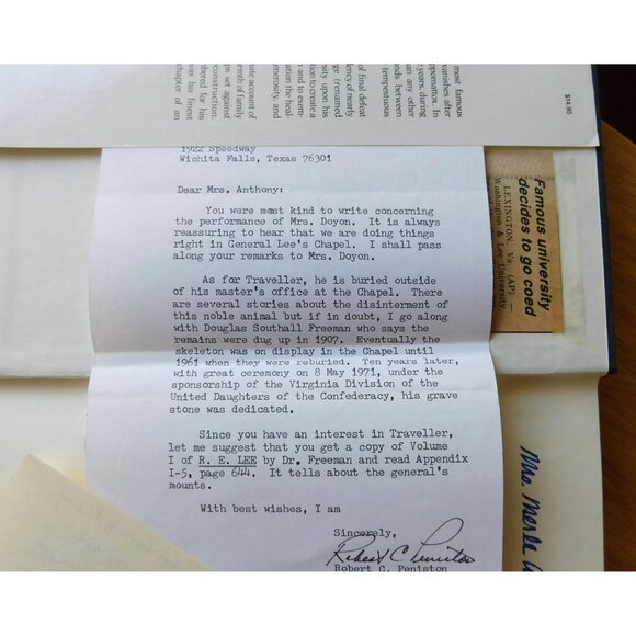 Lee The Last Years By Charles Bracelen Flood 1981 HBDJ with Letters and Clipping - Picture 8 of 11